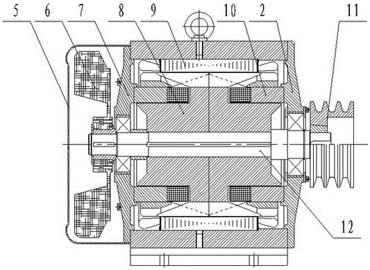 High-voltage brushless direct-current generator structure