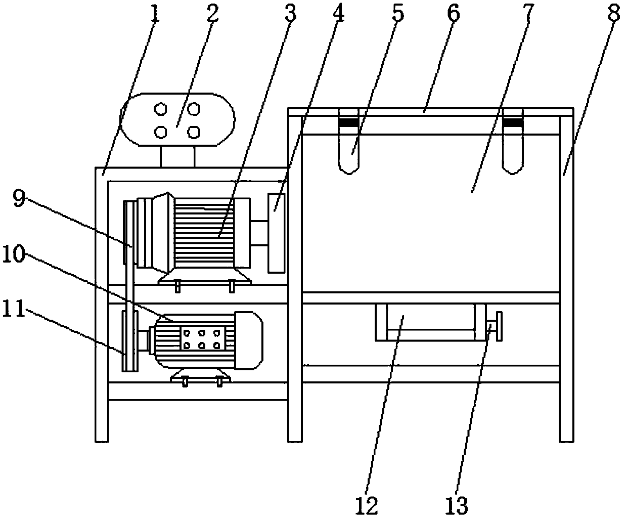 Double-roller feed stirring machine