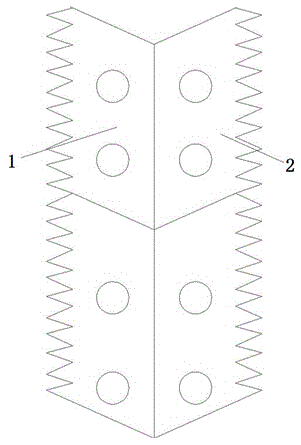 Sawtoothed wing external corner protective plate for plastering during construction