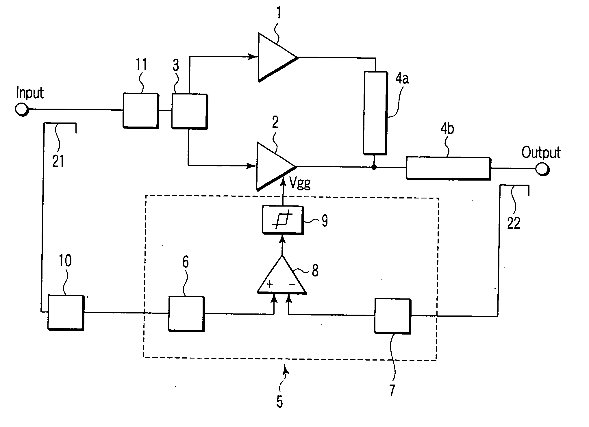 Doherty microwave amplifier and signal processing method thereof