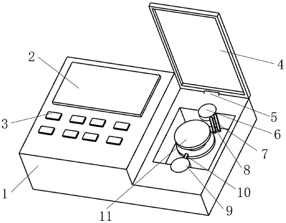 Centrifugal micro-fluidic chip electrochemical detection device and method