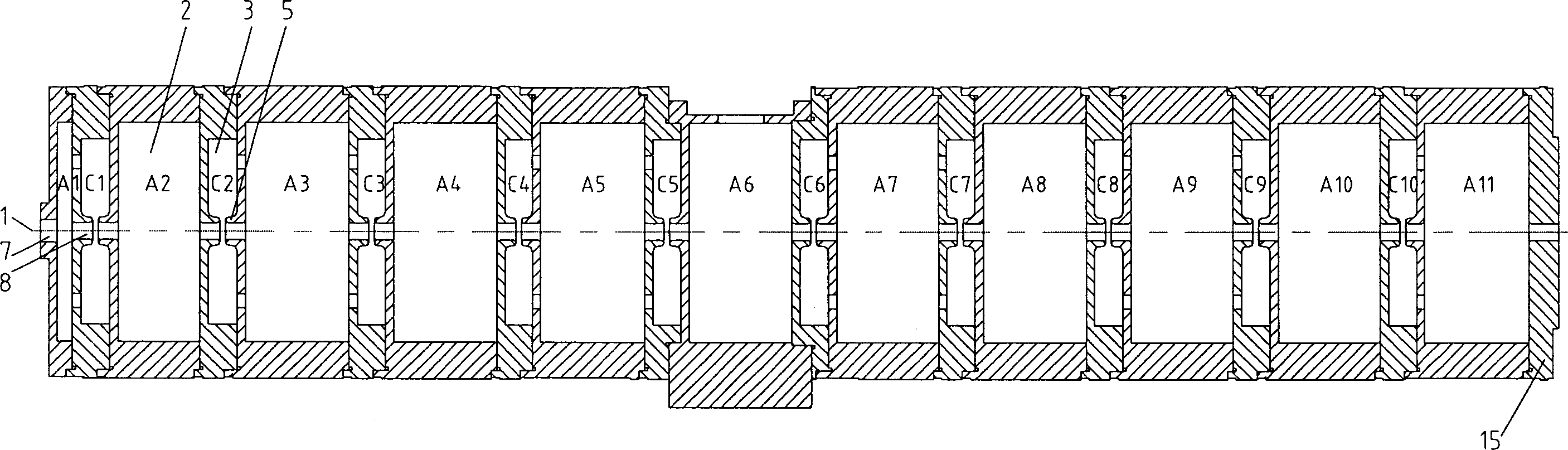 Standing wave electronic straight line accelerator