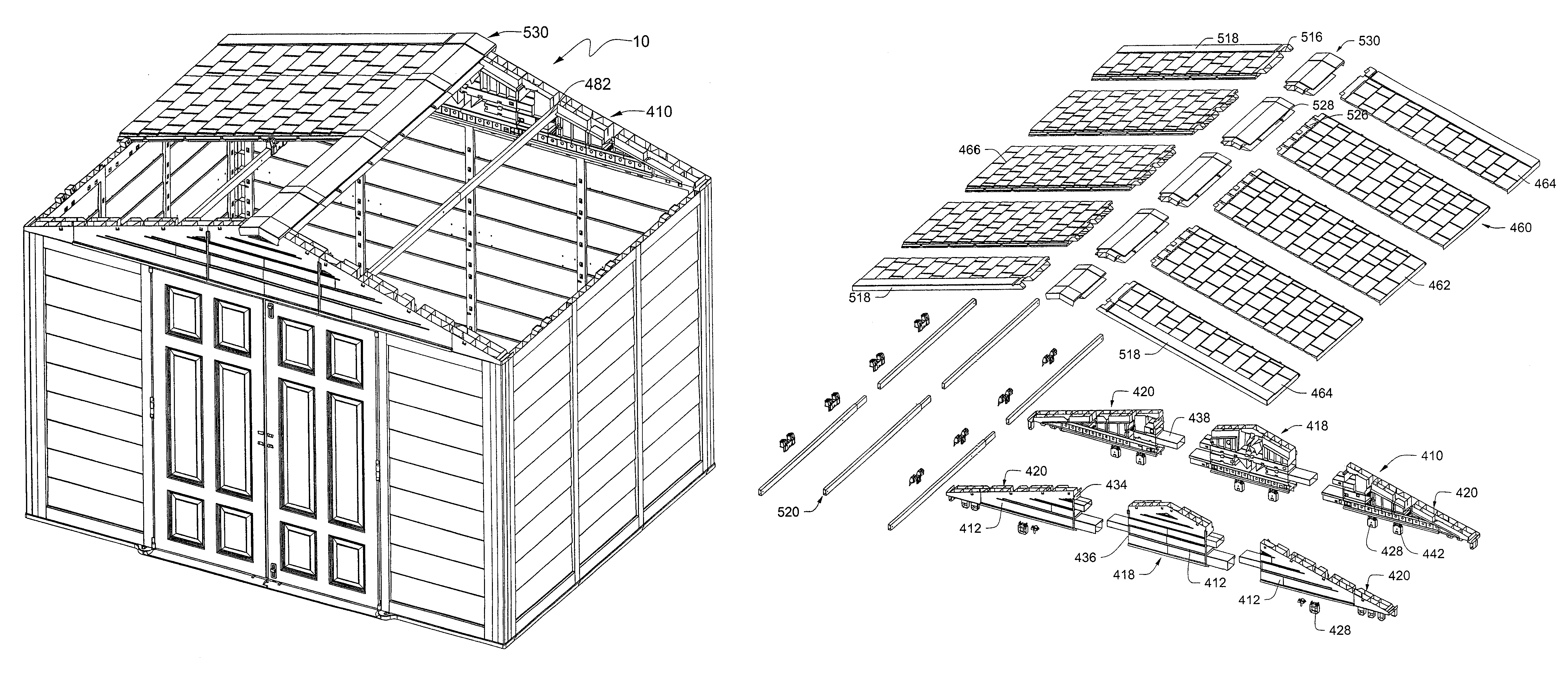 Plastic utility shed roof system