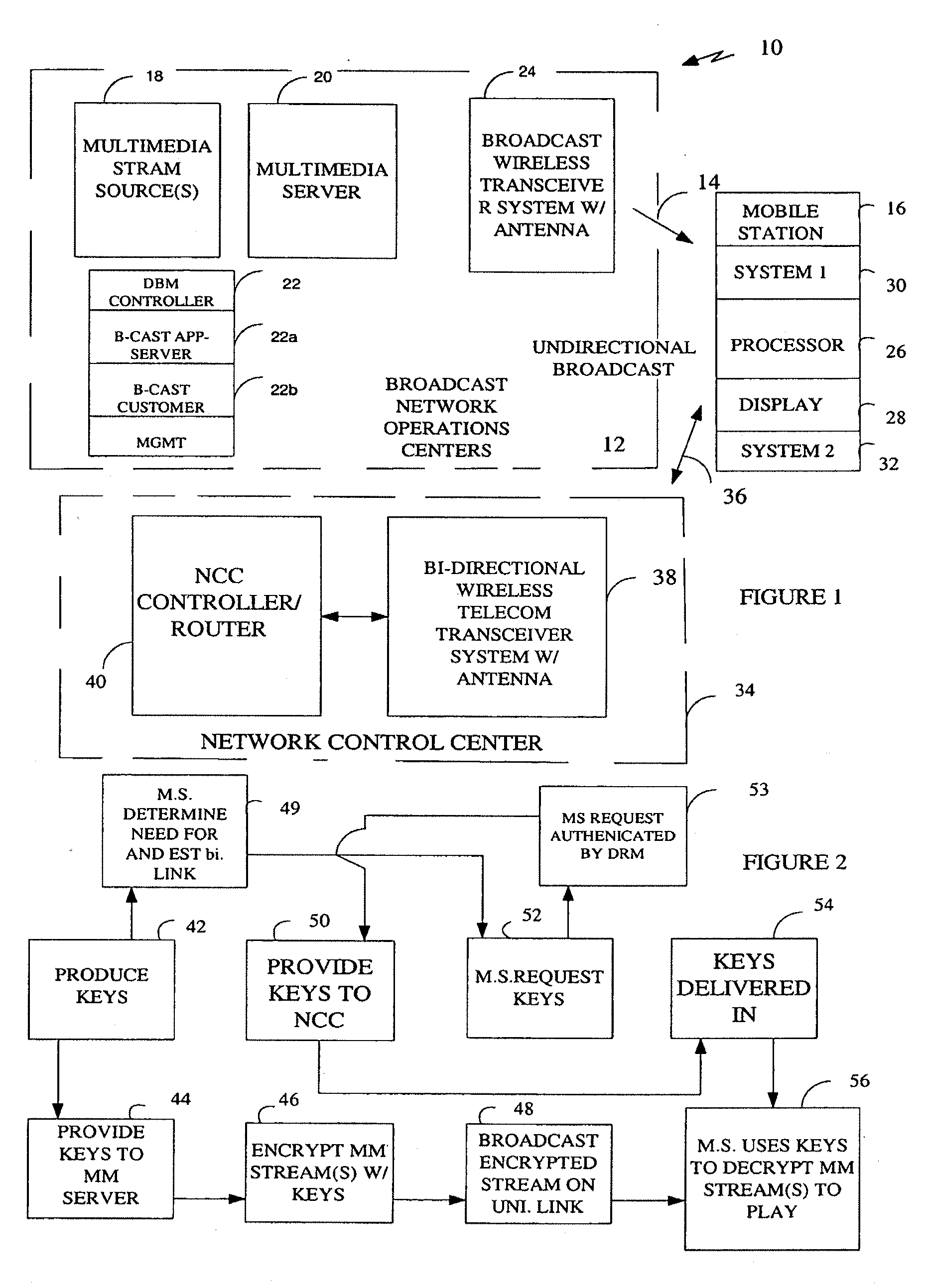 System and method for controlling broadcast multimedia using plural wireless network connections