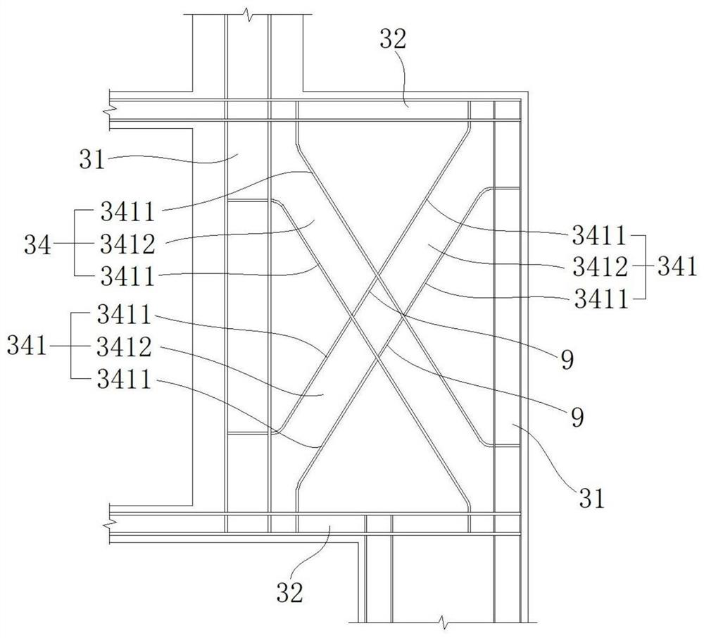 Braced frame-core tube building structure and construction method thereof