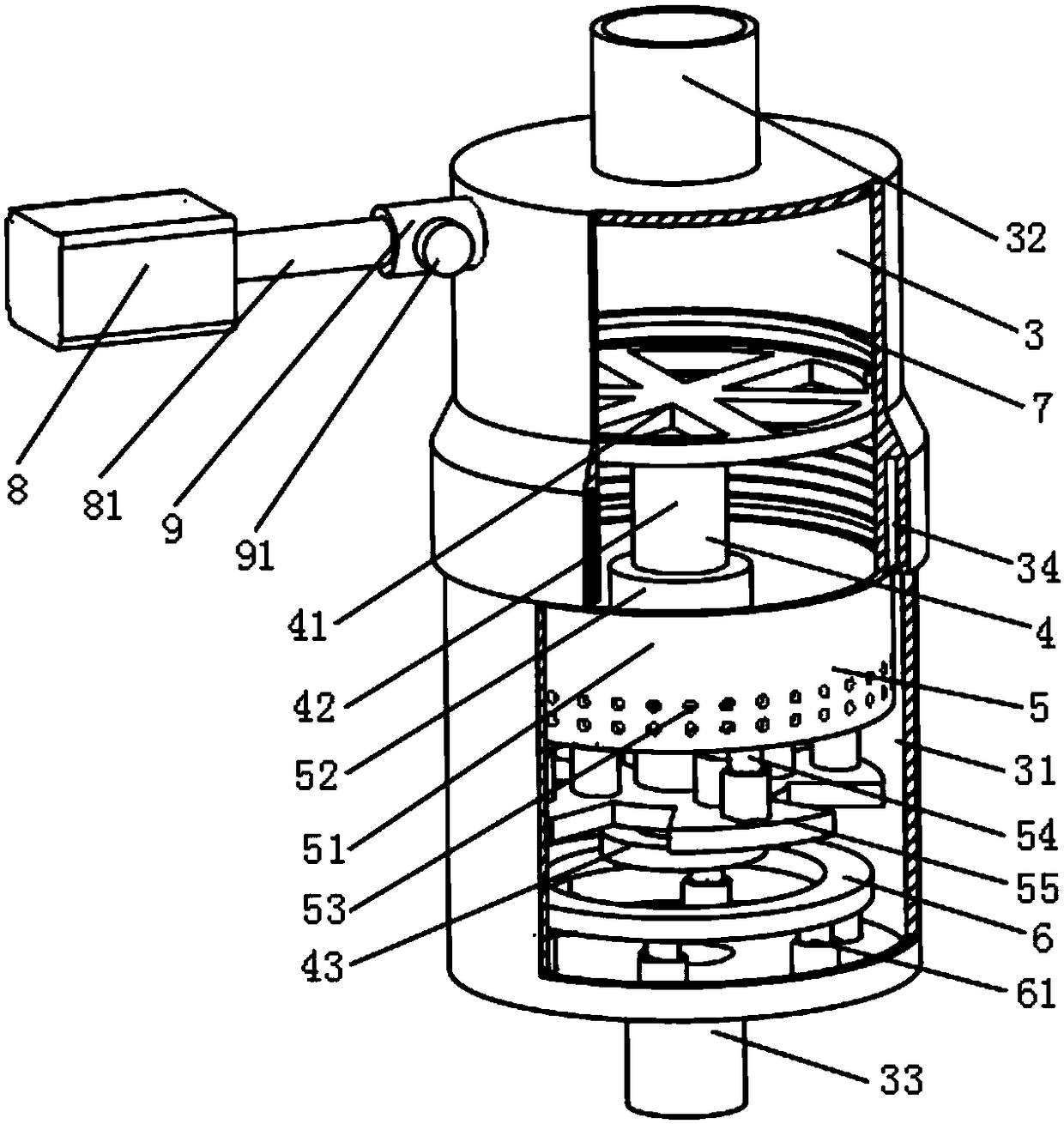 Pressure container with contaminate discharge buffer device and working method of pressure container