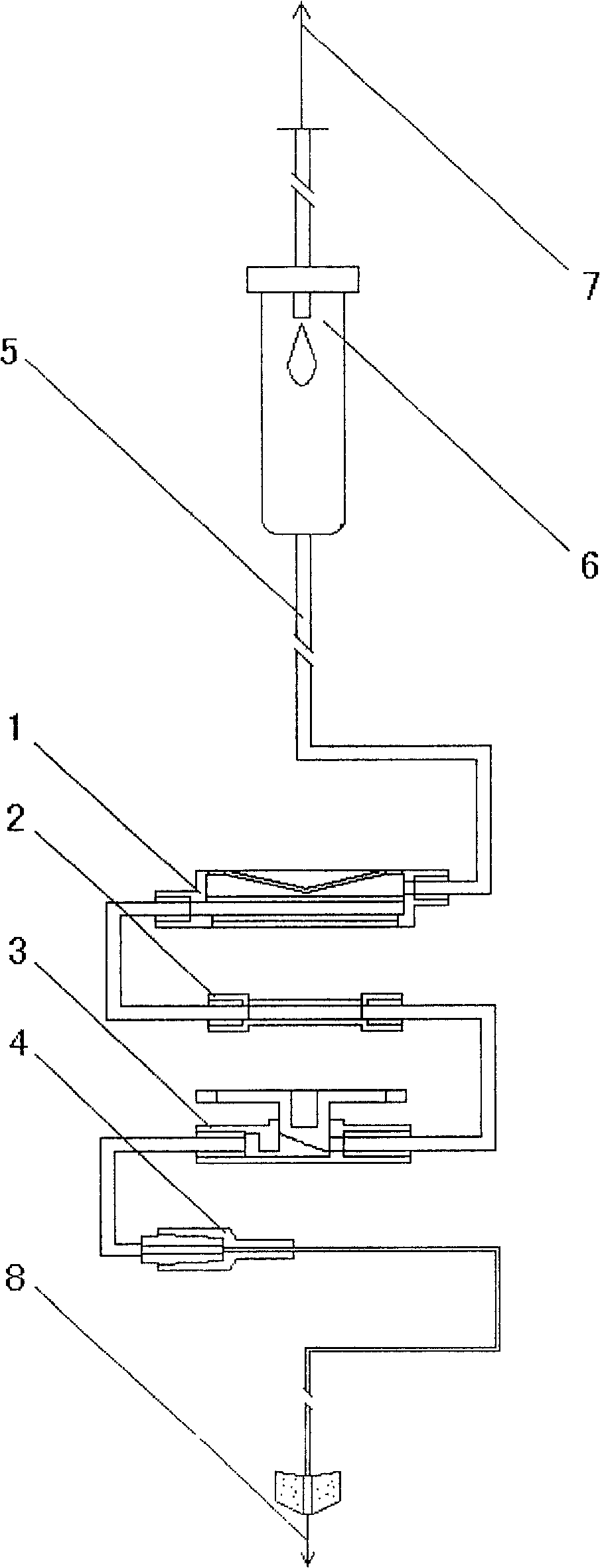 The position and the sequence of versatile exhausting box and flow governor on the transfusional device