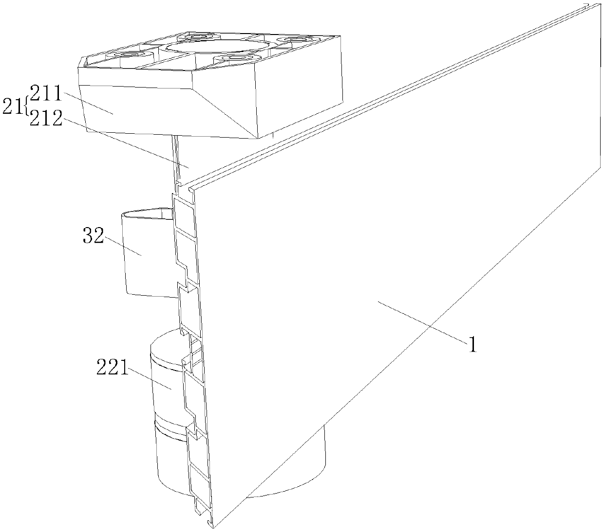 Skirting board assembly and cabinet provided with same