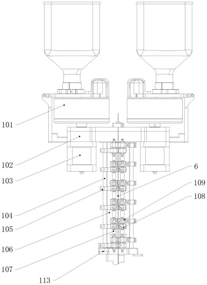 Three-color bead embroidery device on embroidery machine