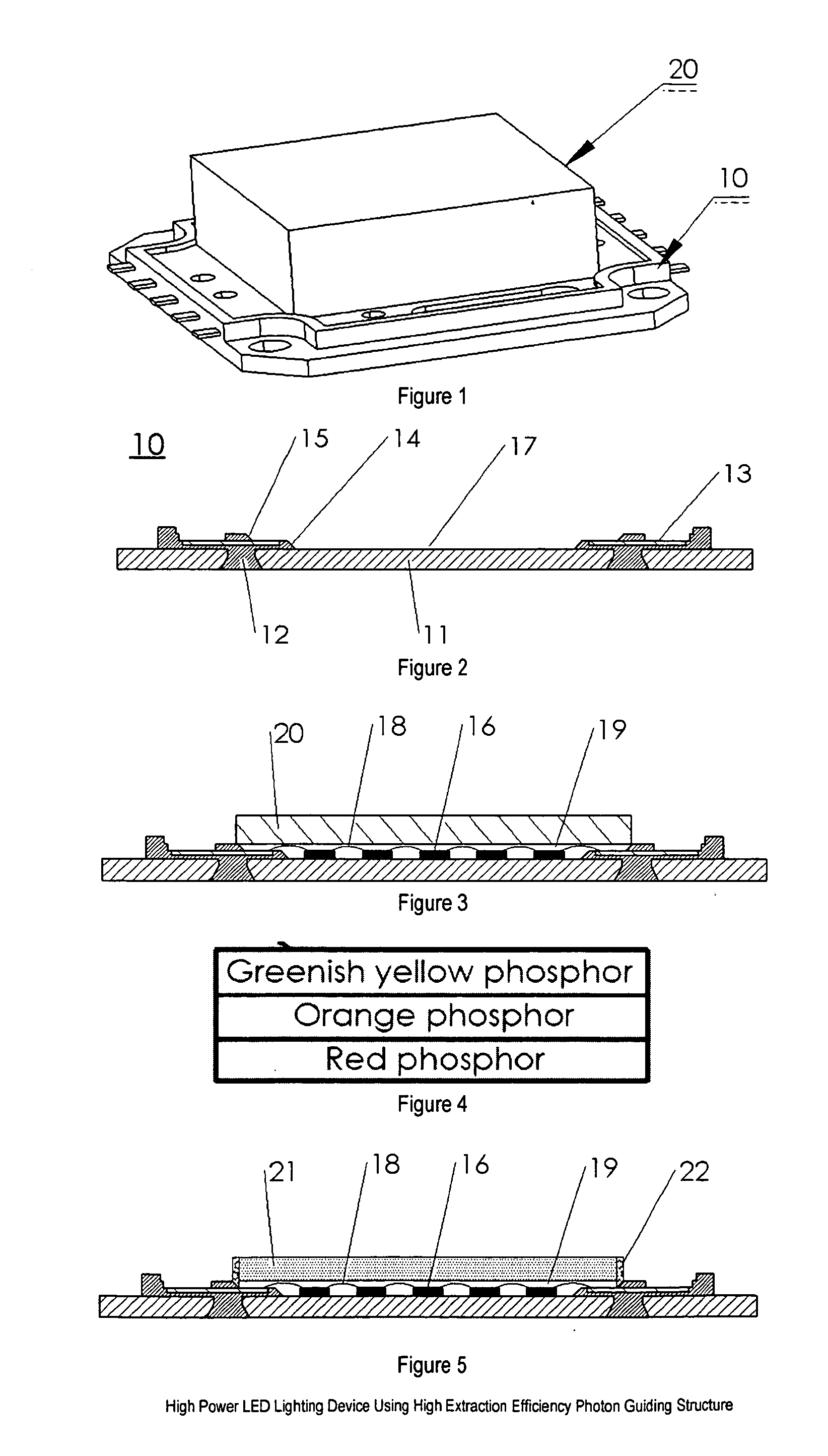 High power LED lighting device using high extraction efficiency photon guiding structure