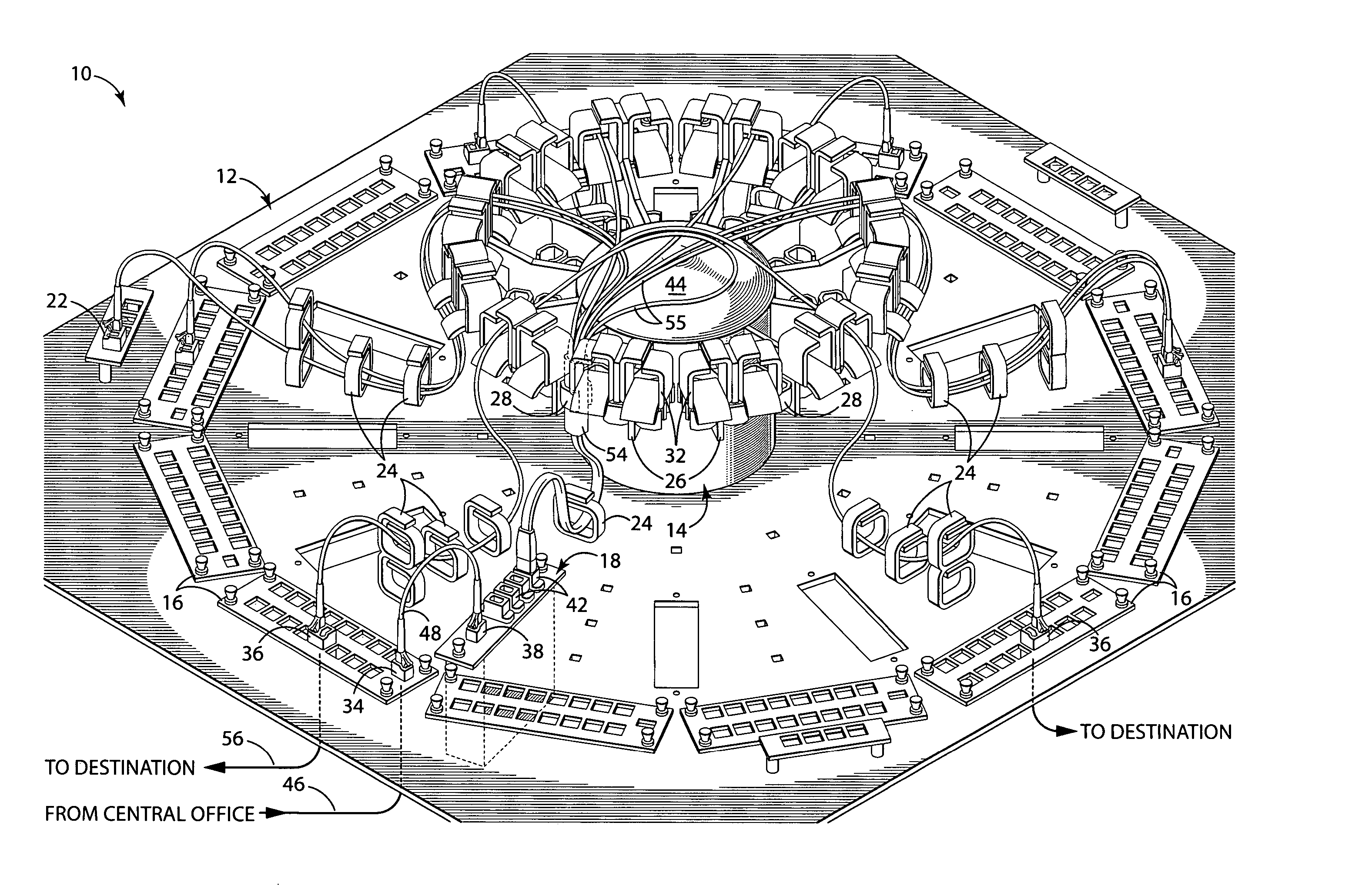 System and apparatus for radial optical distribution