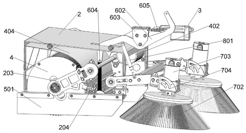 Liftable main side brush independent mechanism