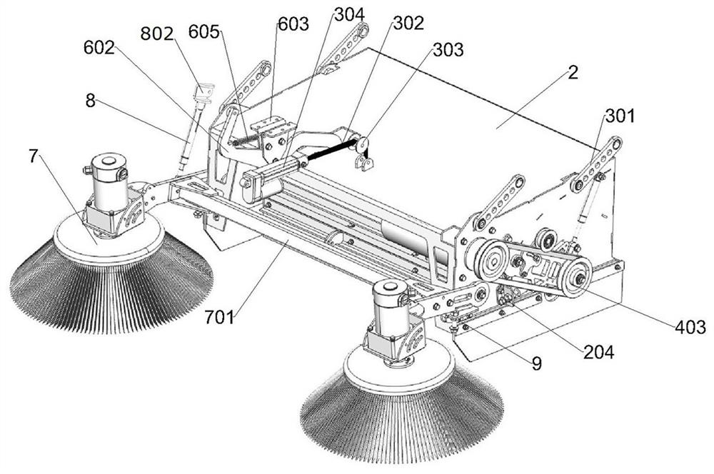 Liftable main side brush independent mechanism