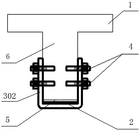 Anchoring structure for reinforcing T beam FRP