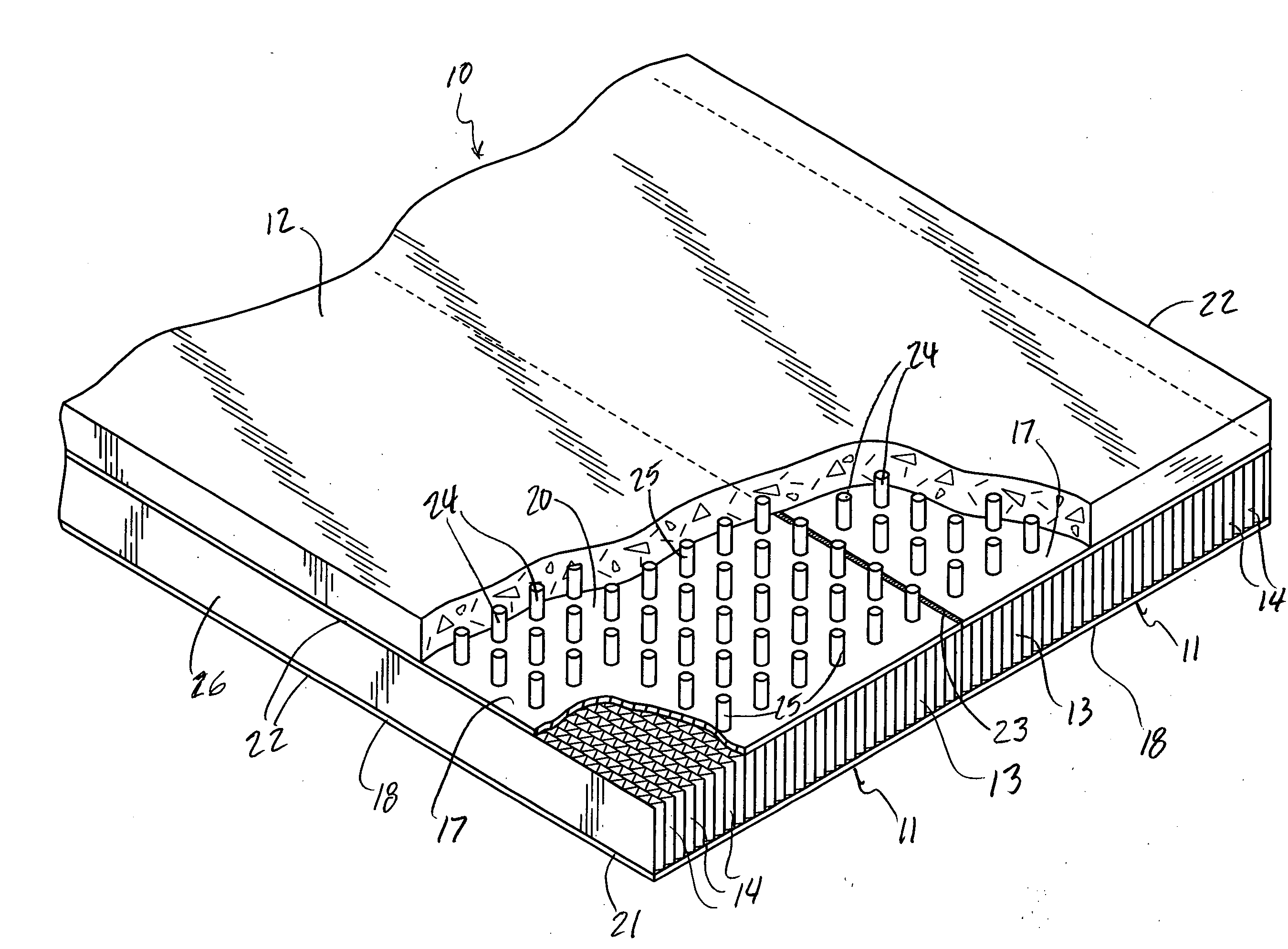 Hollow core floor and deck element