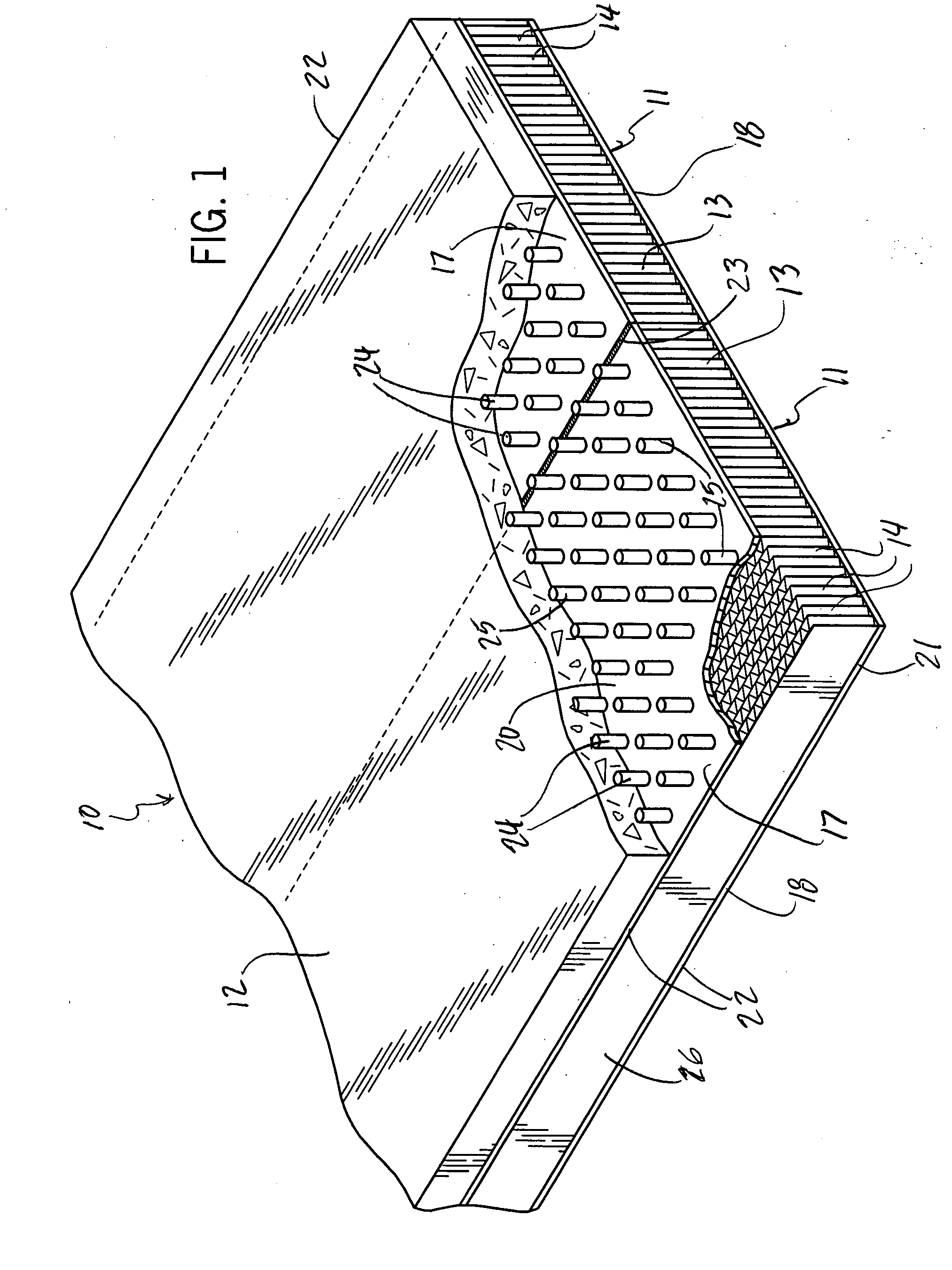 Hollow core floor and deck element