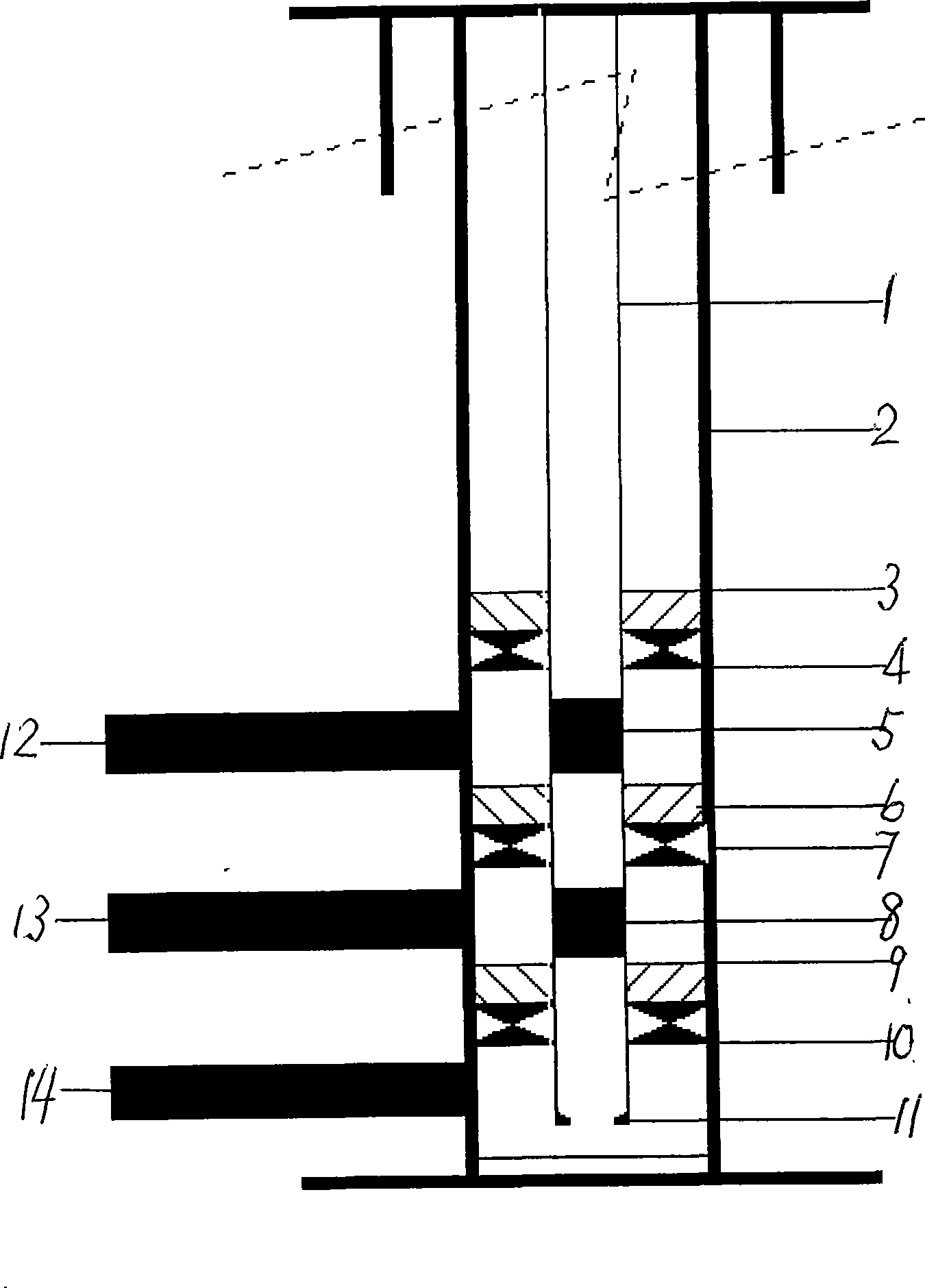 Once tubular column process for combination oil production by multiple fracturing for oil gas well