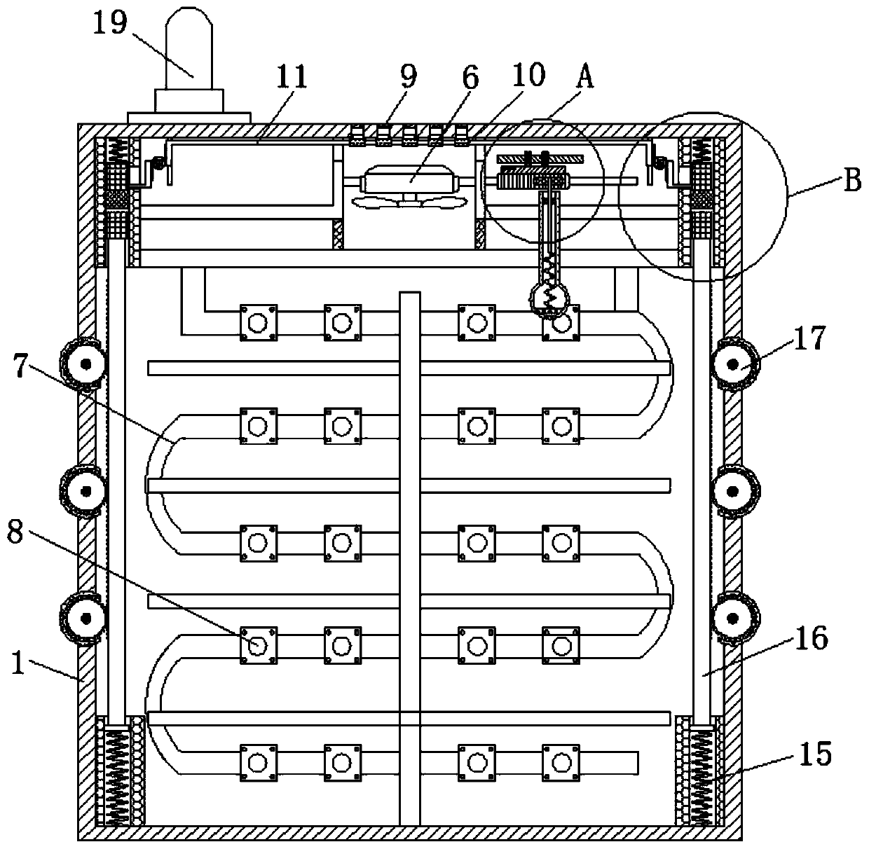 Memory mounting cabinet heat dissipation device based on bimetallic strip principle