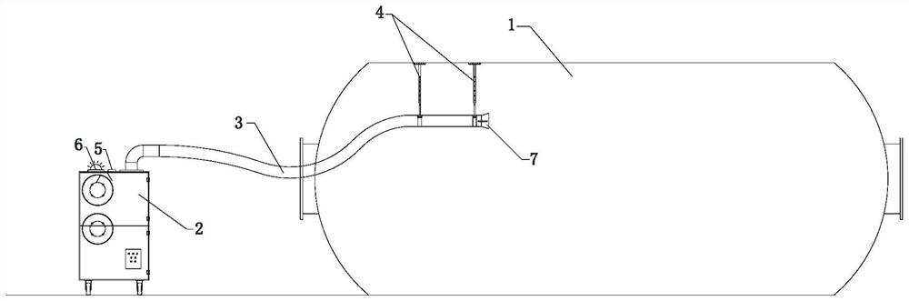 Welding fume purification and dust removal device used in tank body