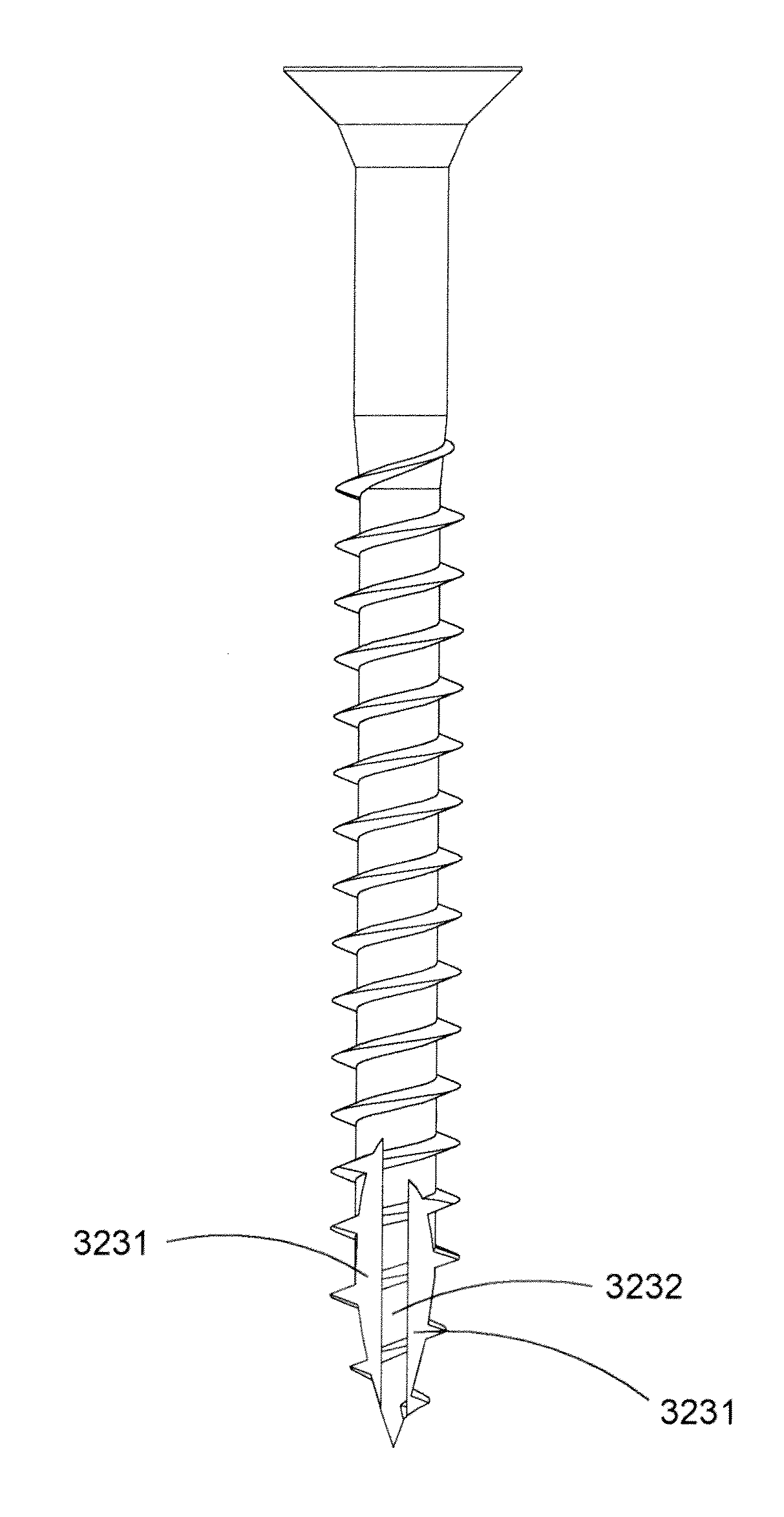 Screw with double notches