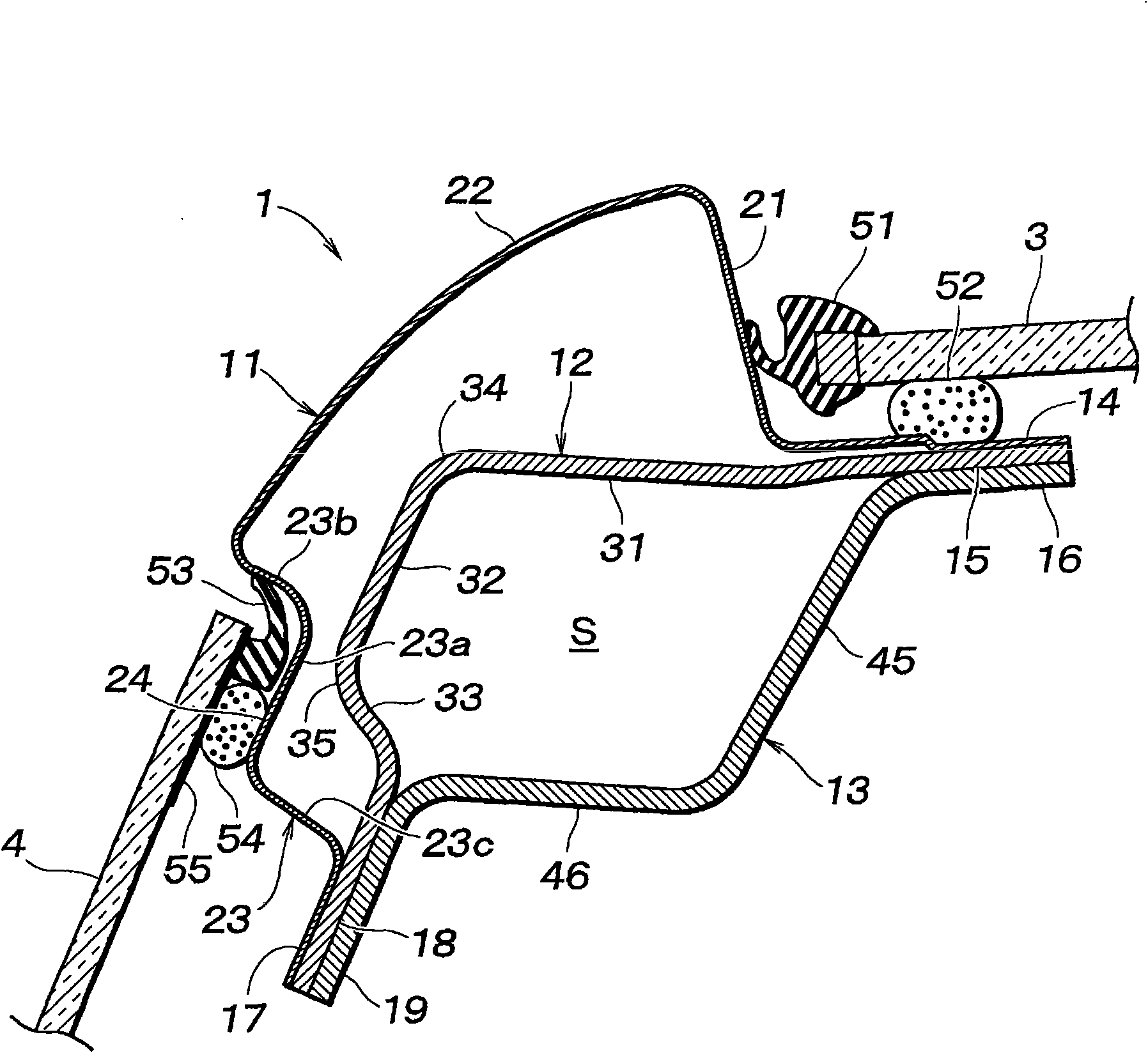 Structure for vehicle body side section