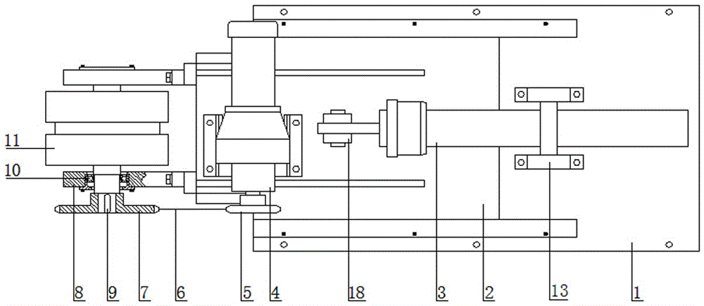 An adjustable uncoiler material head feeding device that can effectively compress the strip