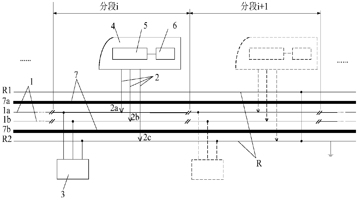 Short stator train three-phase power supply control system