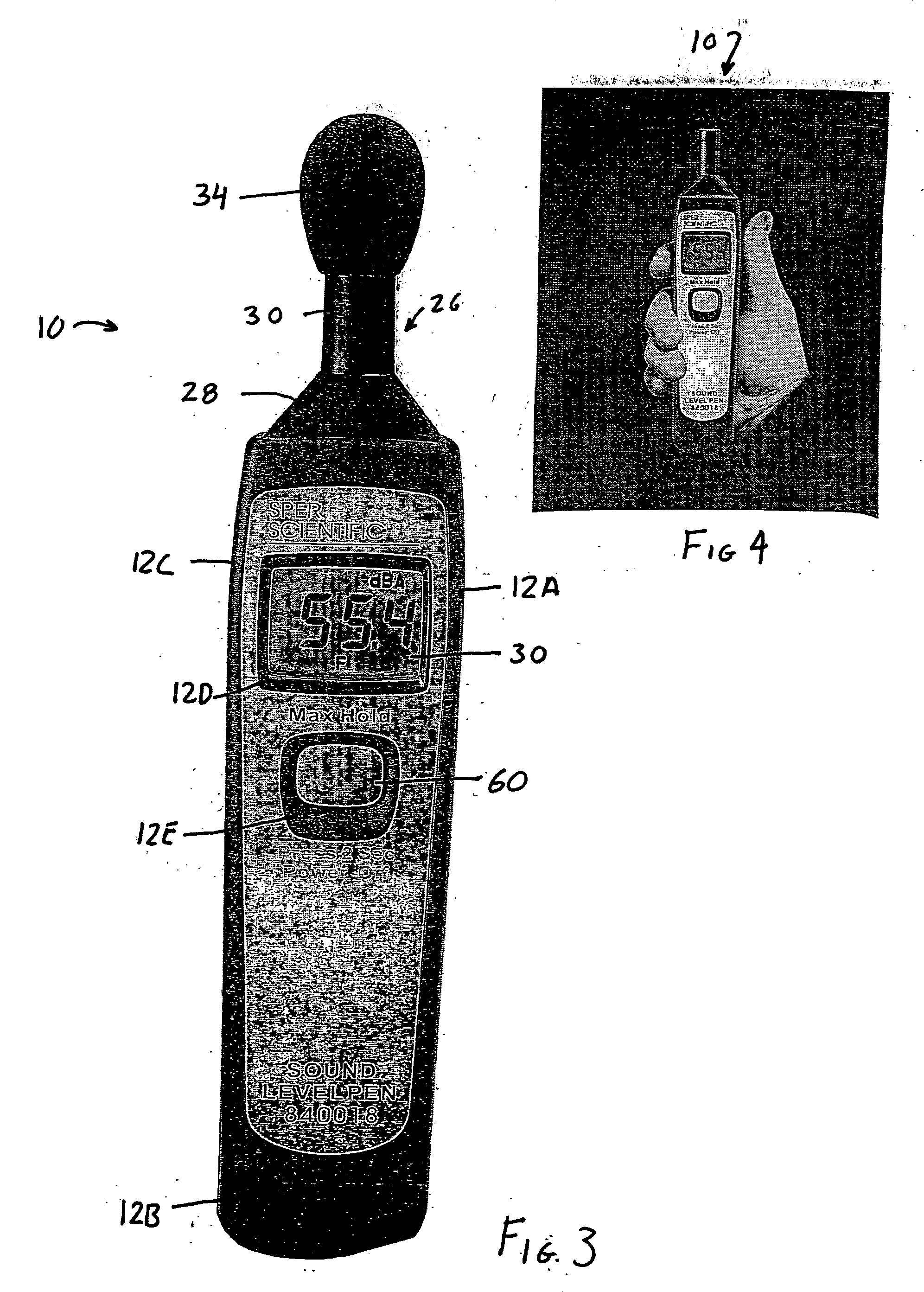 Single button operating sound level meter and method therefor