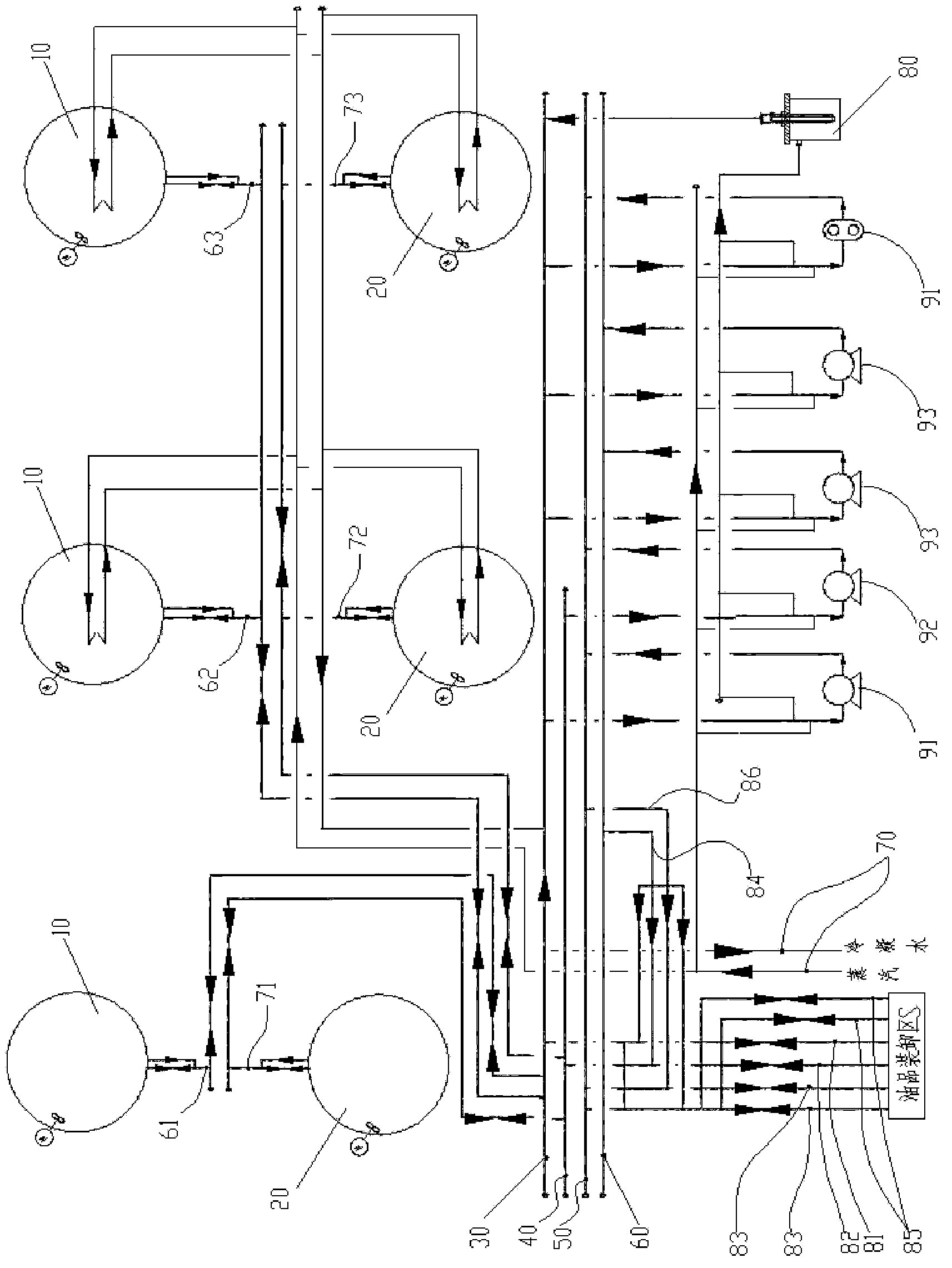 Petroleum conveying system applicable to large petroleum reserve depot