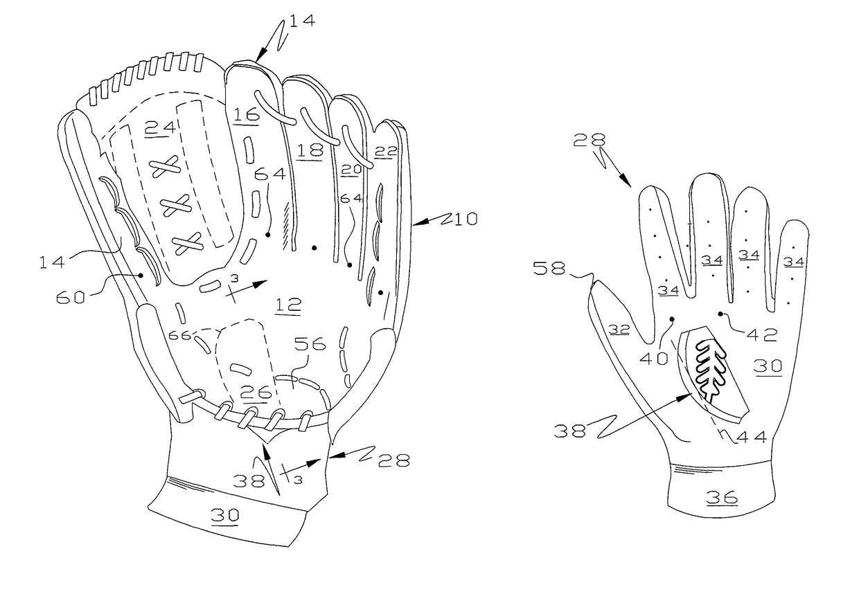 Baseball glove and liner