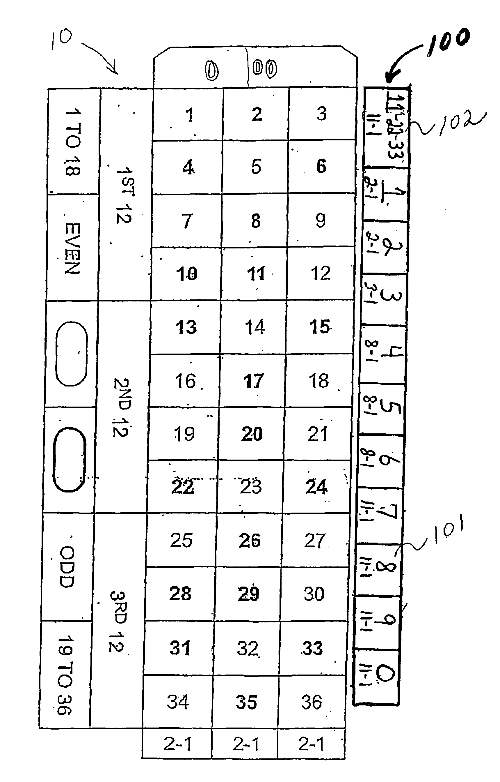 Roulette game apparatus with side bet game