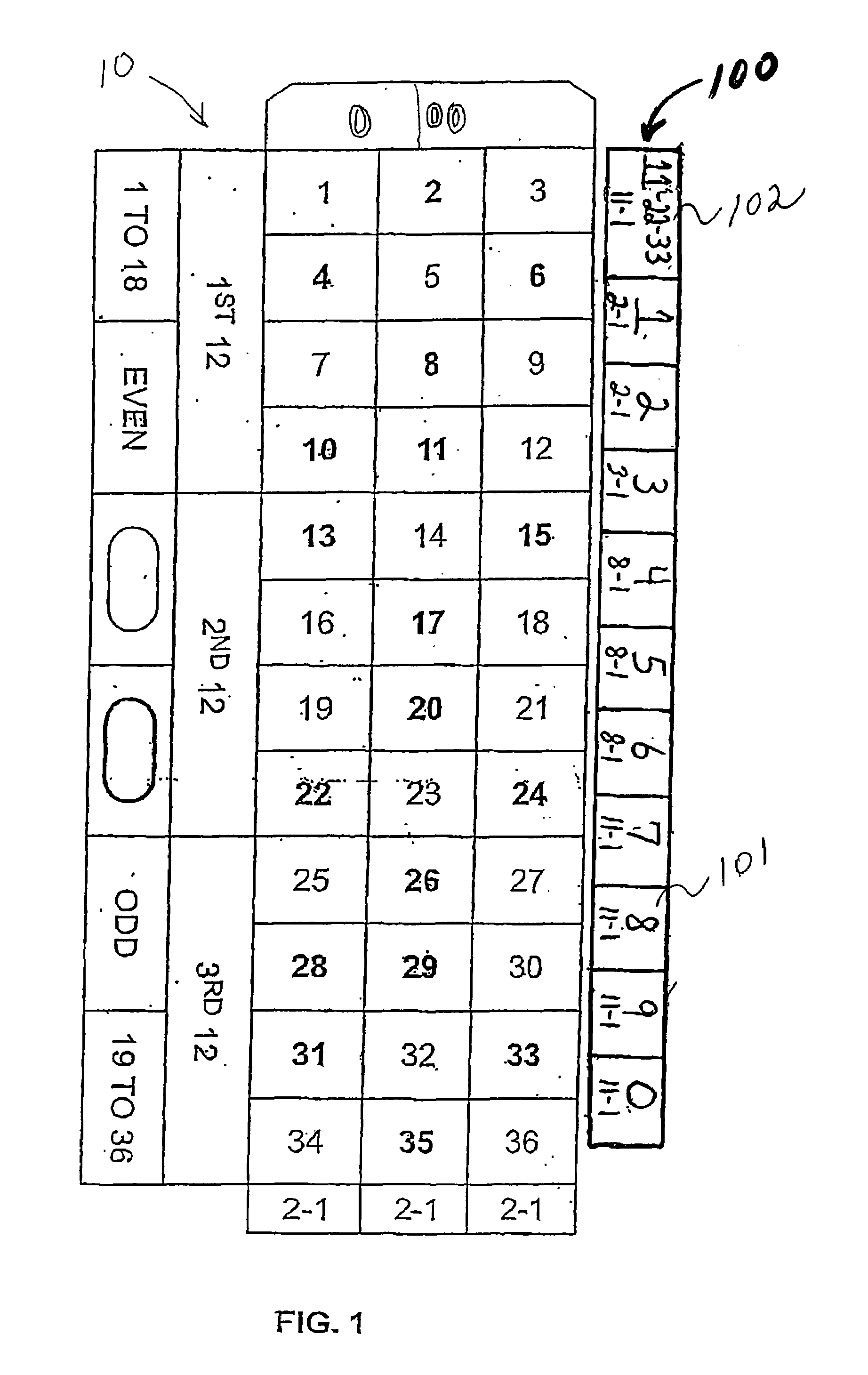 Roulette game apparatus with side bet game