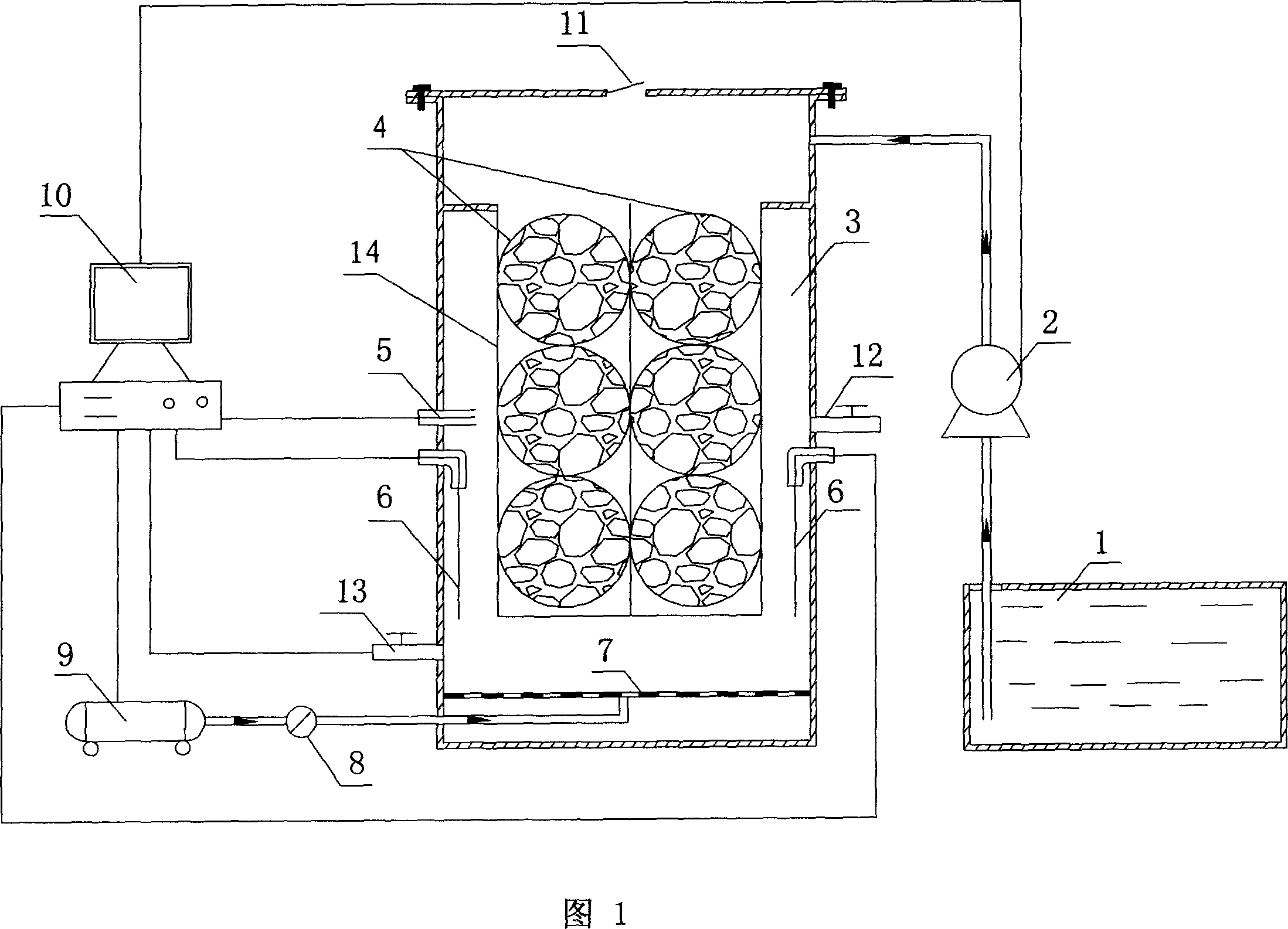 Operation mode and apparatus of short distance nitration-anaerobic ammoxidation batched biomembrane denitrogenation