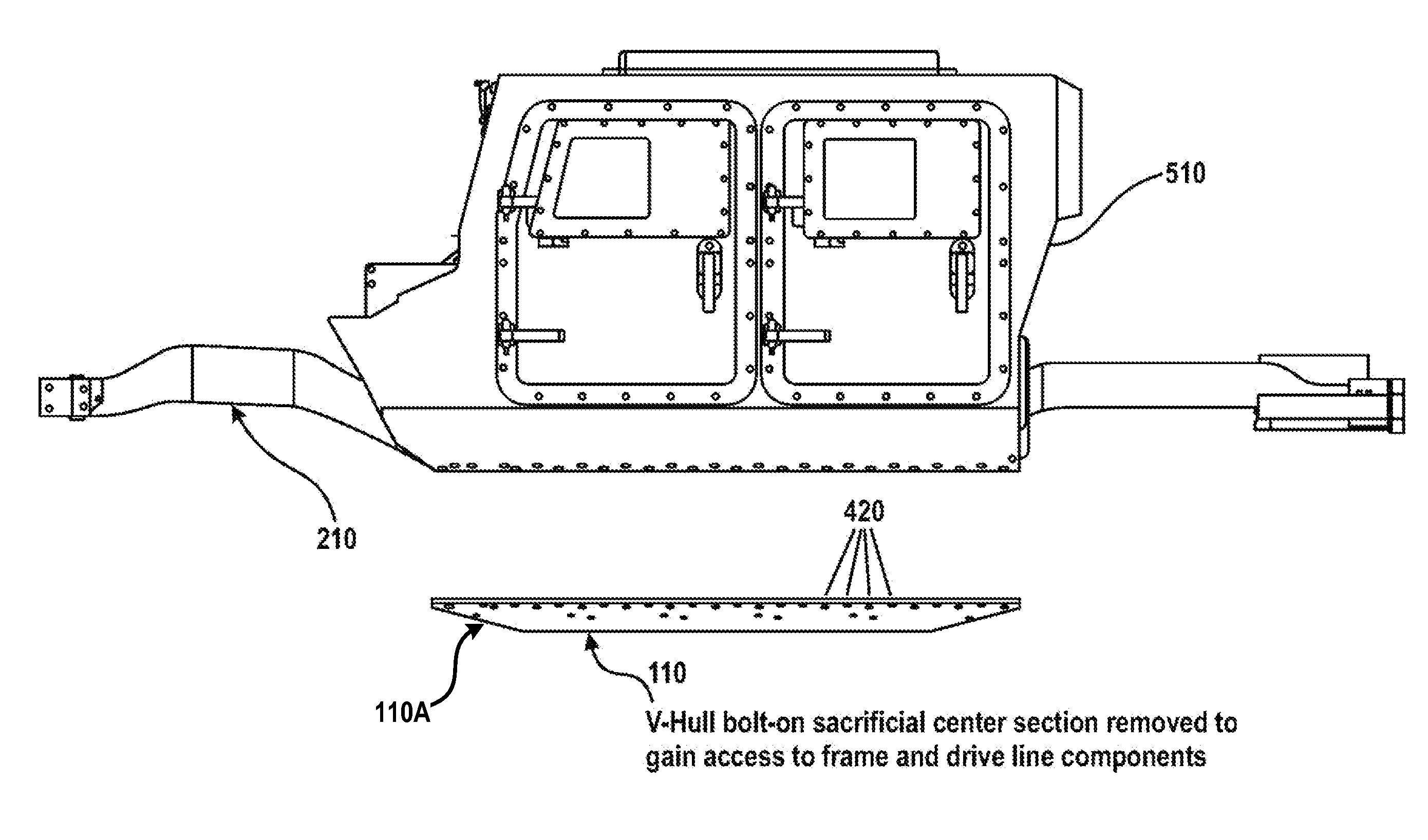 Moving sacrificial vehicle hull