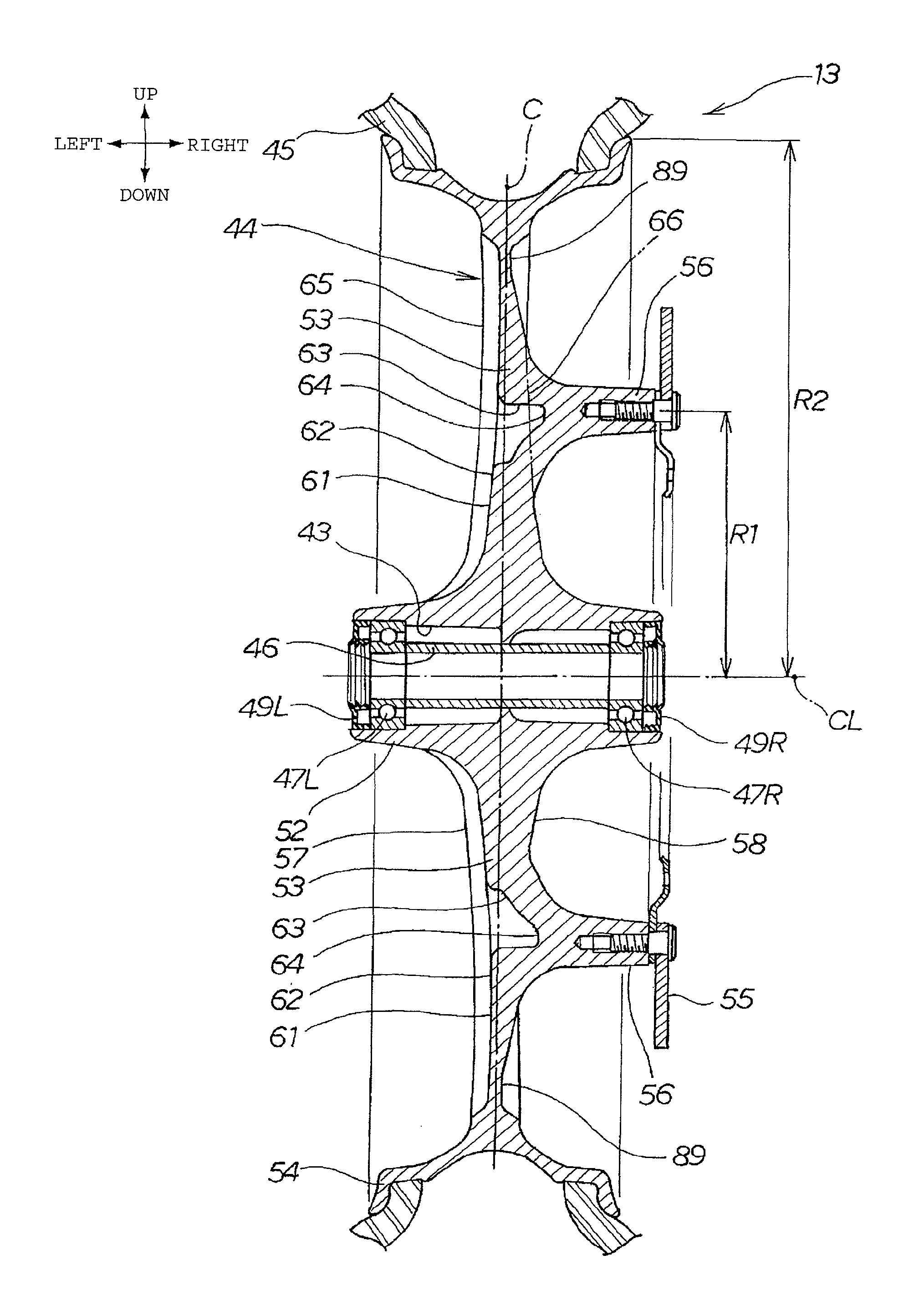 Wheel structure for saddle-ride type vehicle