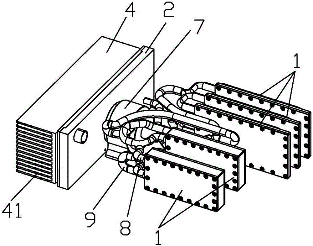 Water cooling heat dissipation module and charging pile module applying same