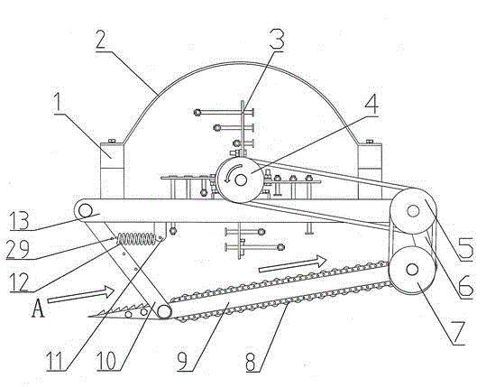 Reverse flexible corn stalk picking device