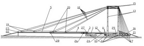 Movable cable stayed bridge with retractile bridge floor and #-shaped vertical multilevel lift bridge