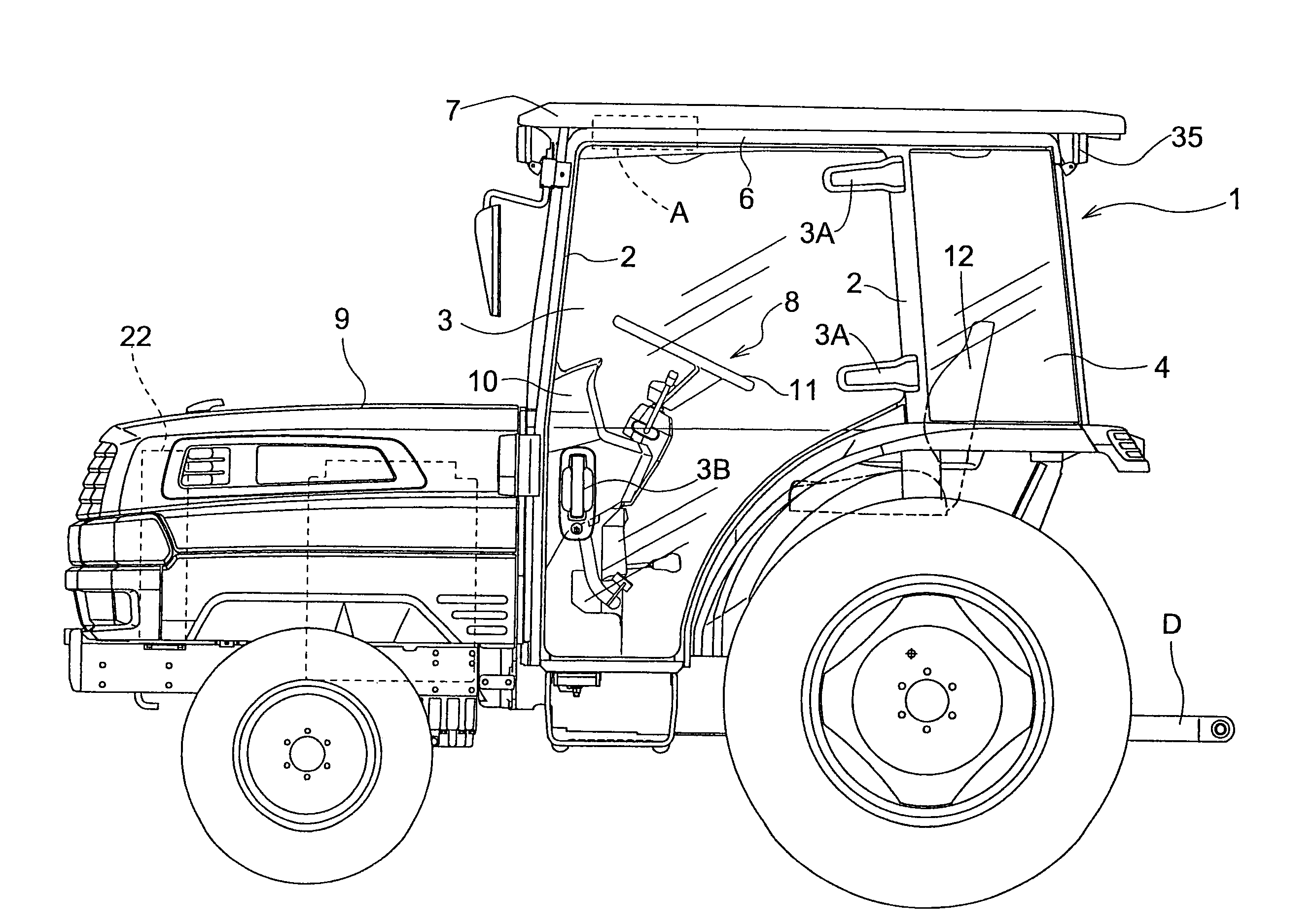 Work-vehicle cabin having air-conditioning unit