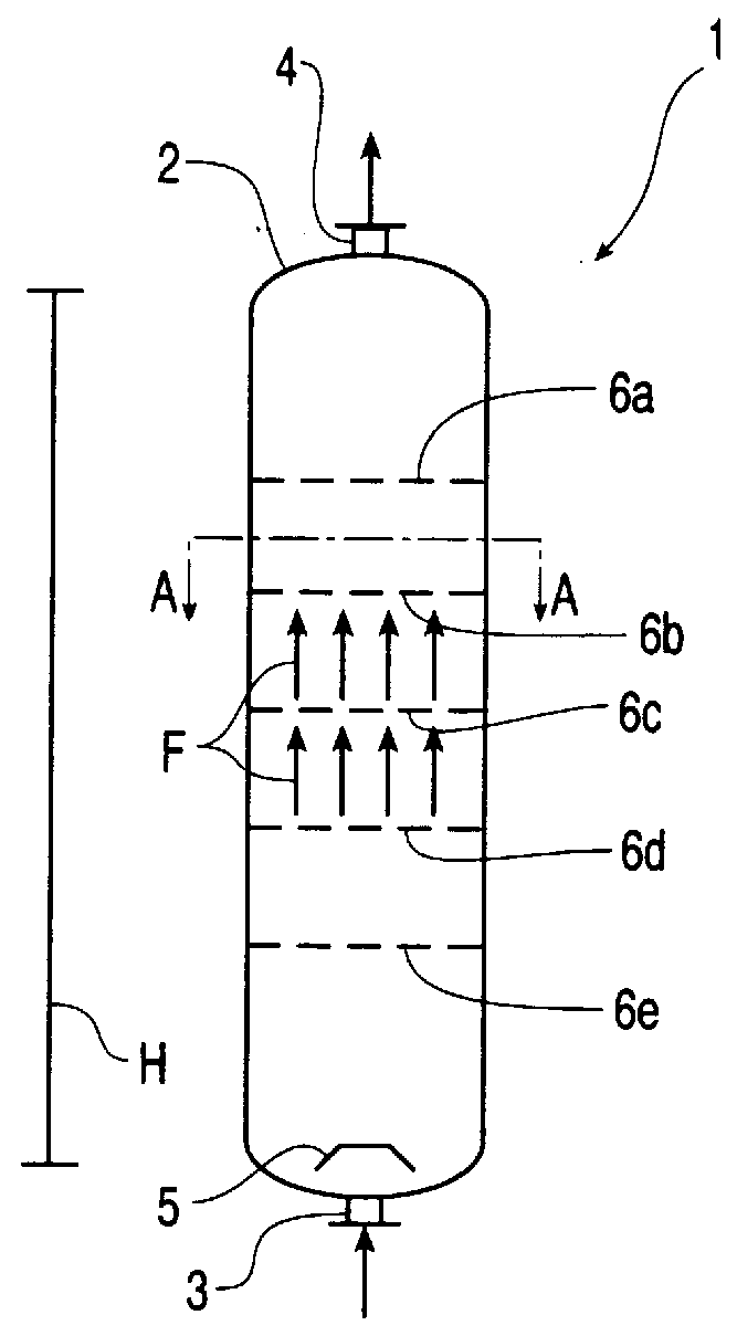 Reactor for two-phase reactions, in particular for urea synthesis at high pressure and temperature