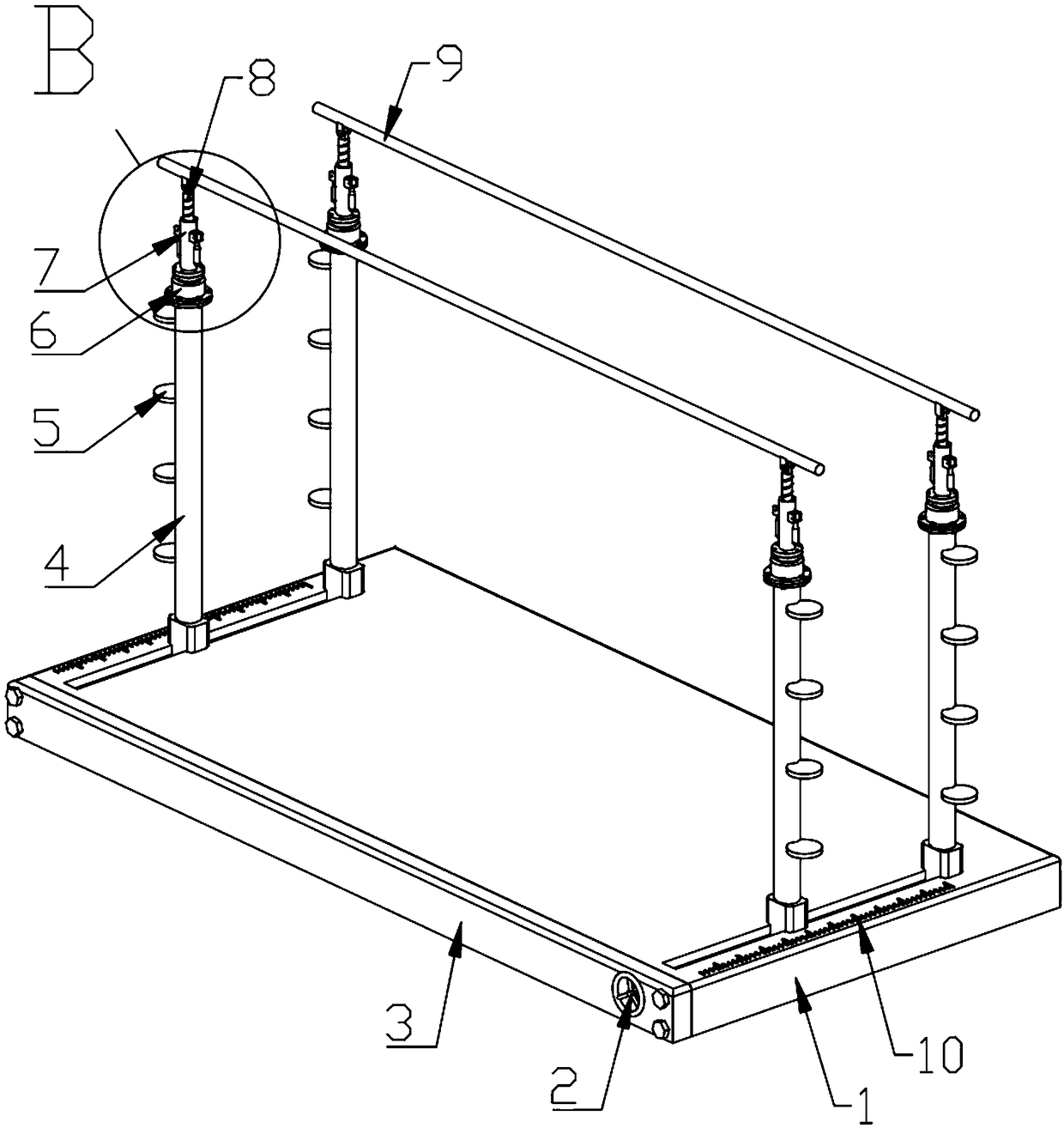 Detachable interval-adjustable parallel bars for physical education