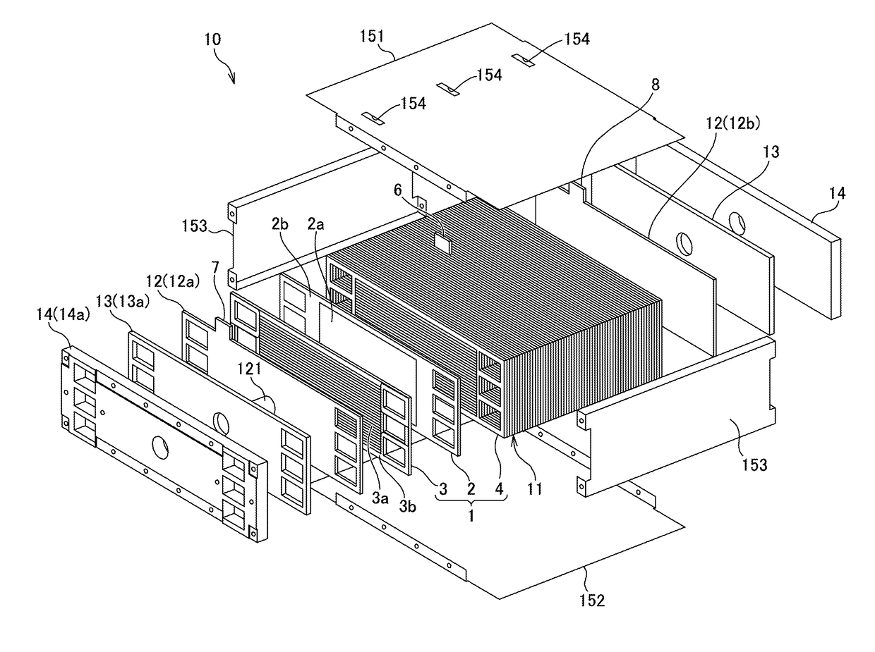 Laminated battery, separator and connection method of internal resistance measuring device