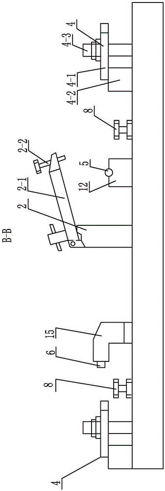 Clamping and positioning device for processing gas turbine power turbine guide vane reference plane