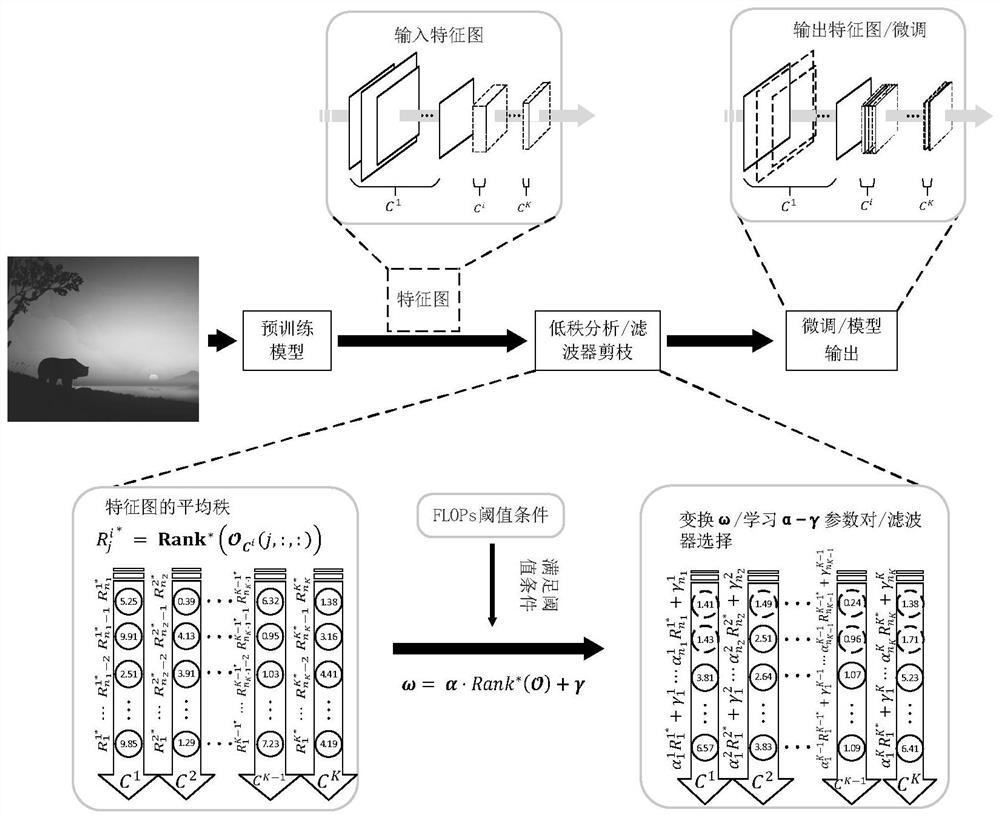 Global rank perception neural network model compression method based on filter feature map