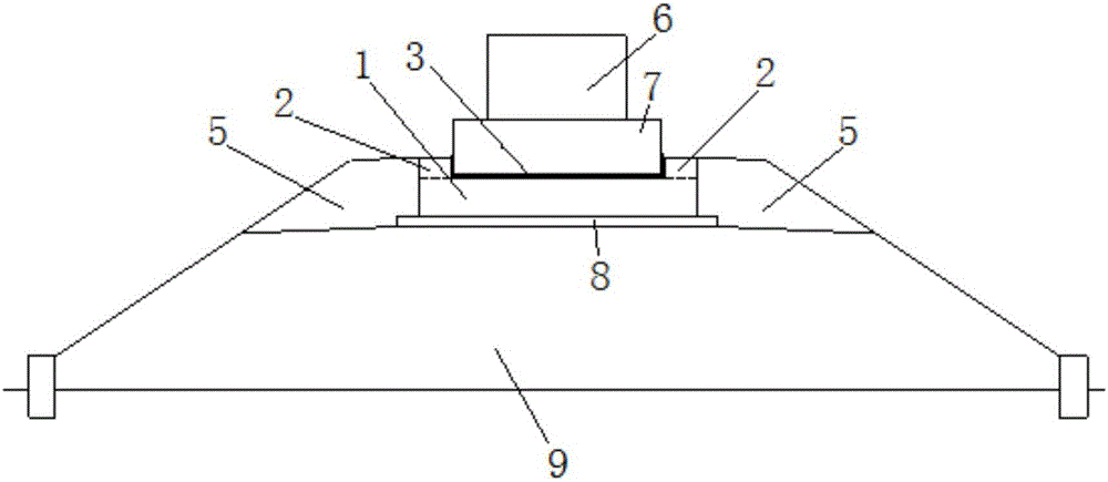 Inter-bearing rail beam limit structure of single-line section of middle-low speed magnetic levitation traffic engineering low-arranged line