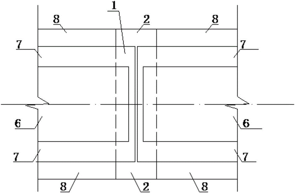 Inter-bearing rail beam limit structure of single-line section of middle-low speed magnetic levitation traffic engineering low-arranged line