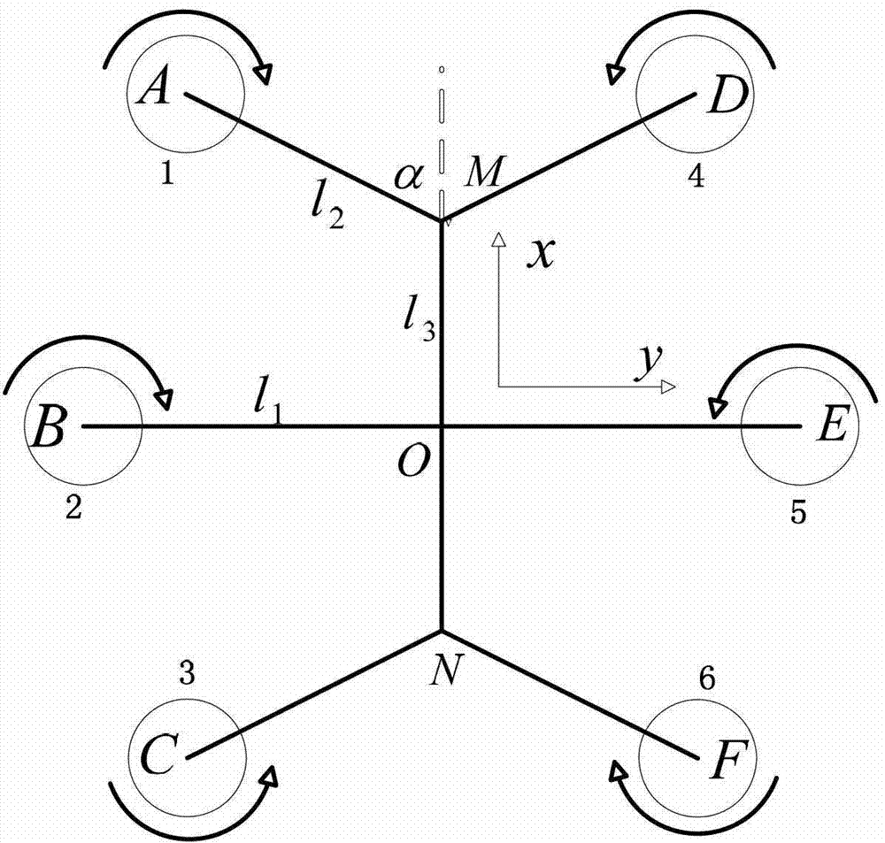 Trajectory tracking controlling method of six-rotor-wing air vehicle