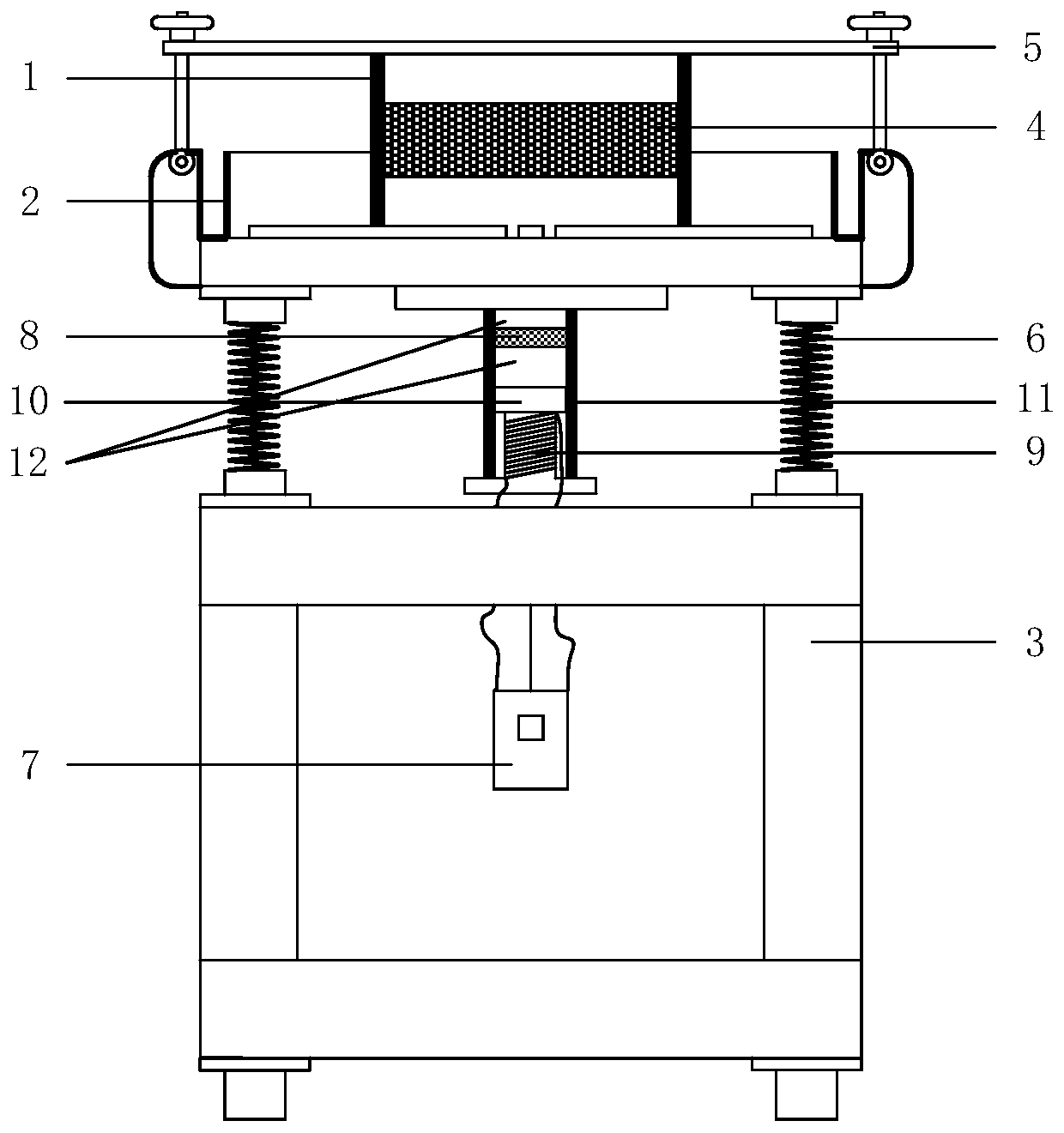 Device for simulating permeable pavement structure vibration under vehicle load and test method