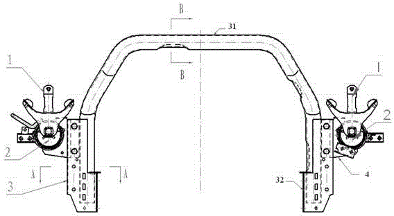 A cab rear support structure
