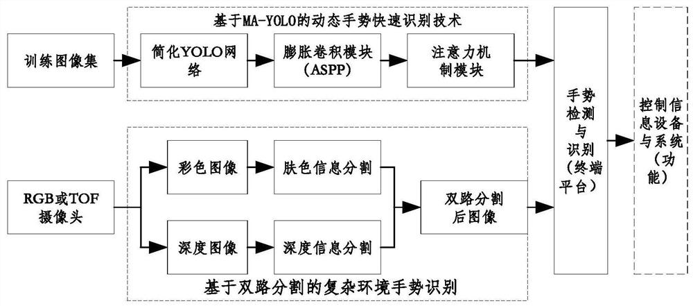 MA-YOLO dynamic gesture rapid identification method based on double-path segmentation